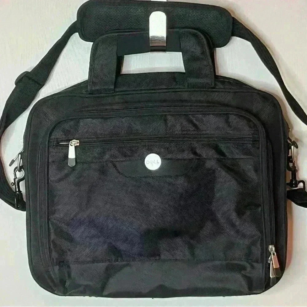 Dell Laptop Bag Black Multi Compartment Adjustable Shoulder Strap Messenger Bag